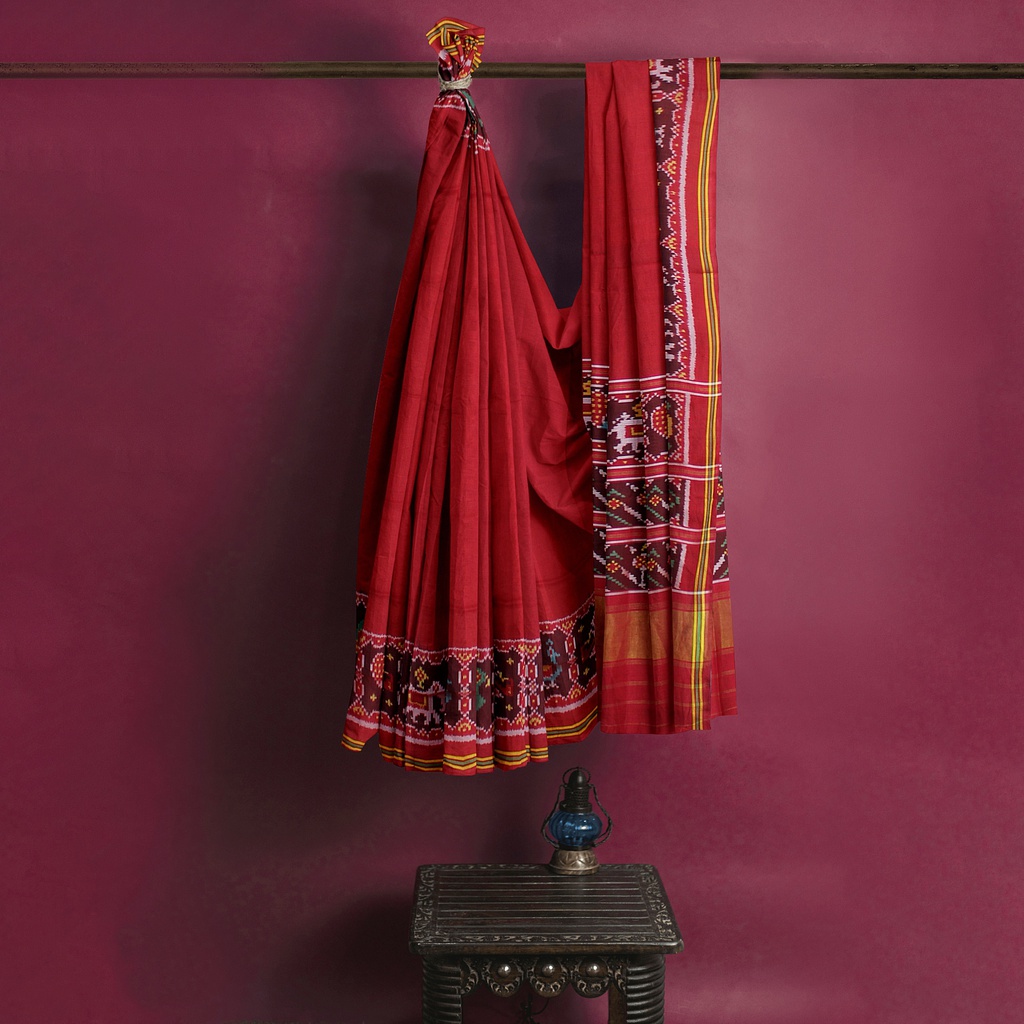 Hancrafted Semi Ikat Silk Patola Saree