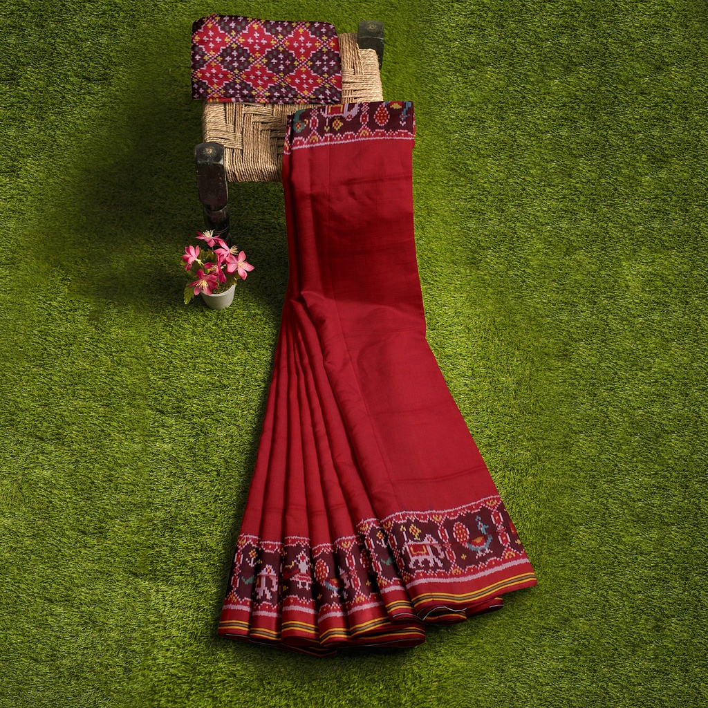 Hancrafted Semi Ikat Silk Patola Saree