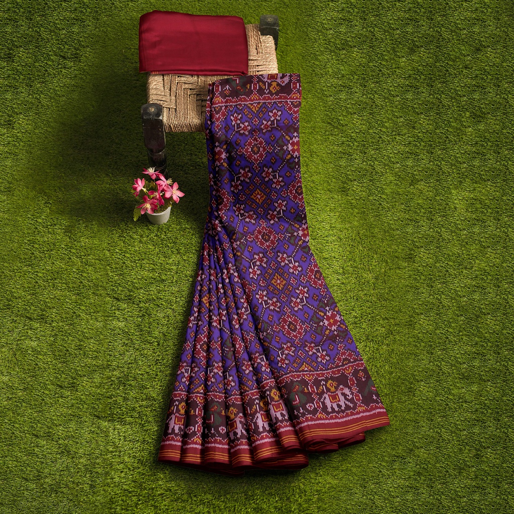 Hancrafted Semi Ikat Silk Patola Saree