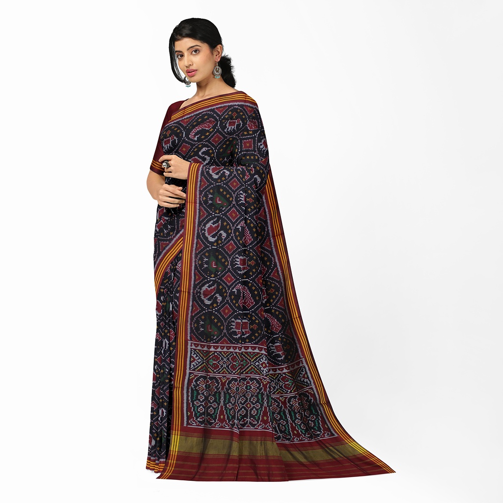Hancrafted Semi Ikat Silk Patola Saree