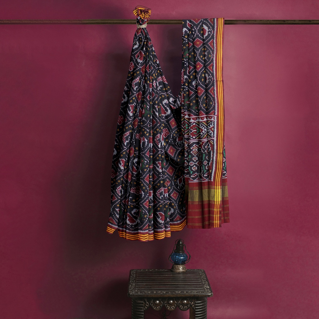 Hancrafted Semi Ikat Silk Patola Saree