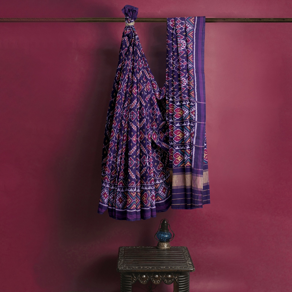 Hancrafted Semi Ikat Silk Patola Saree