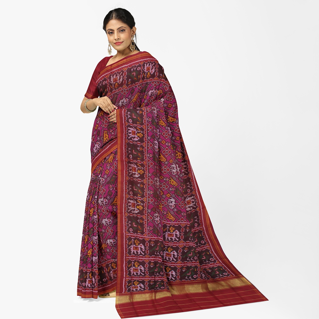 Hancrafted Semi Ikat Silk Patola Saree