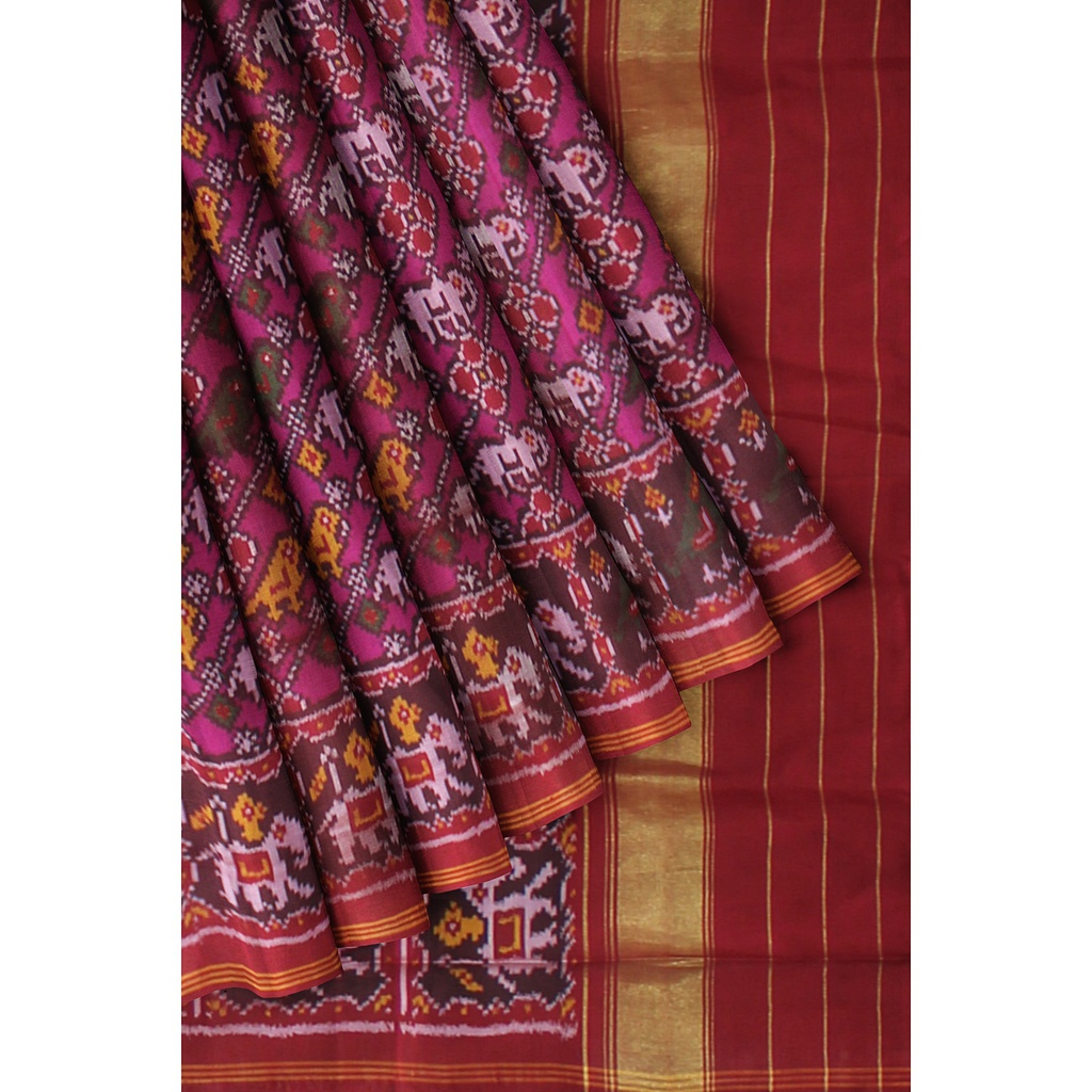 Hancrafted Semi Ikat Silk Patola Saree