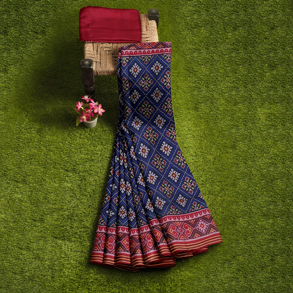 Hancrafted Semi Ikat Silk Patola Saree