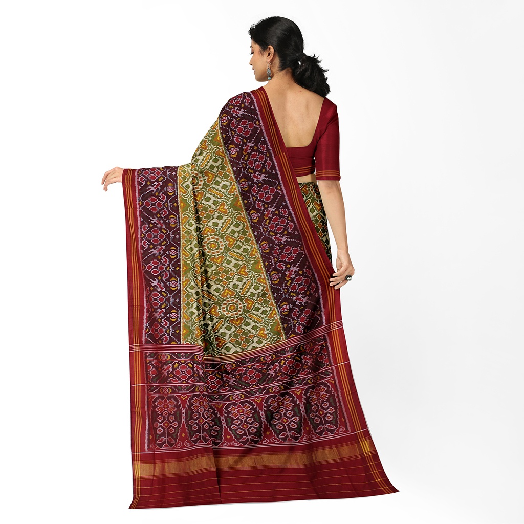 Hancrafted Semi Ikat Silk Patola Saree