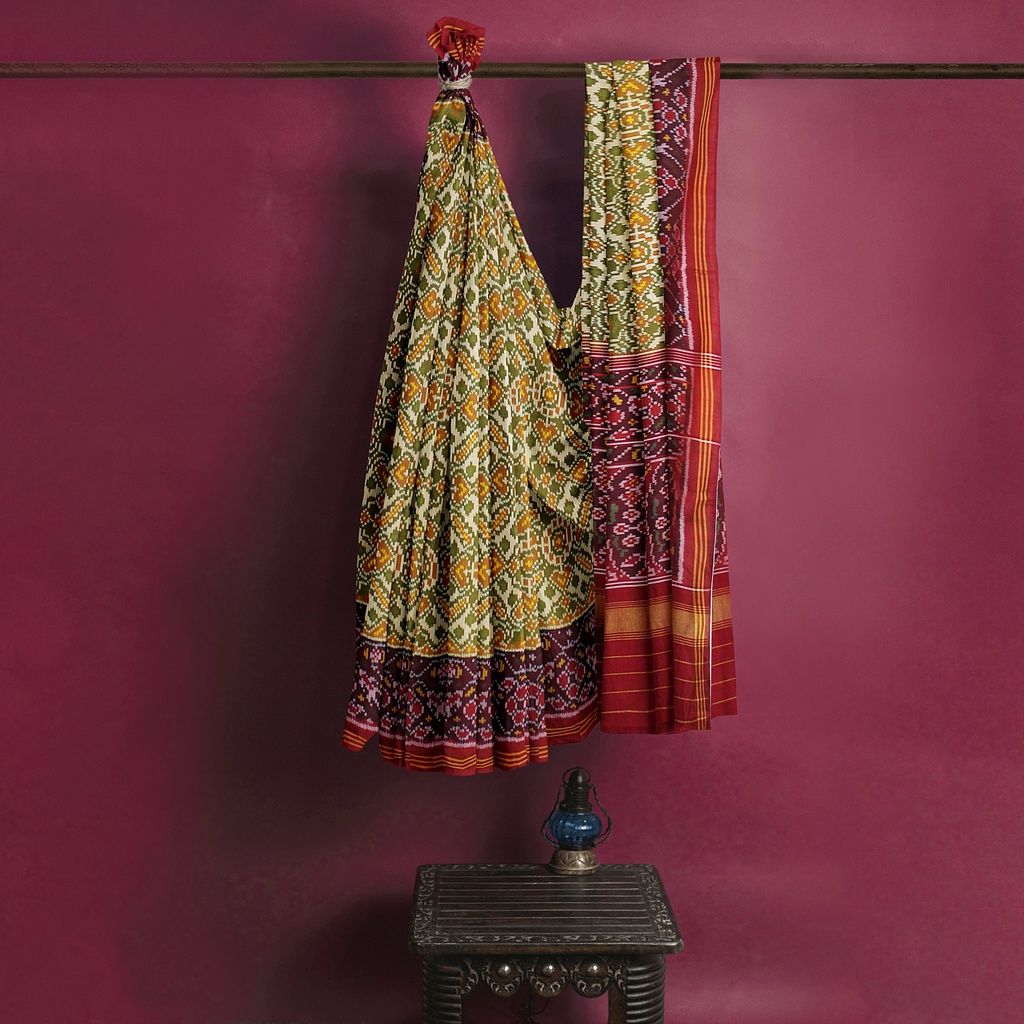 Hancrafted Semi Ikat Silk Patola Saree