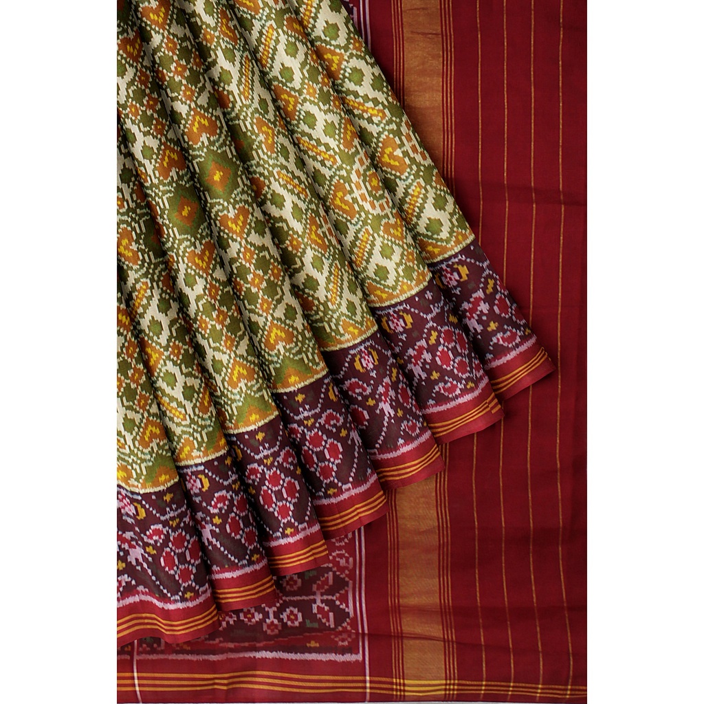 Hancrafted Semi Ikat Silk Patola Saree