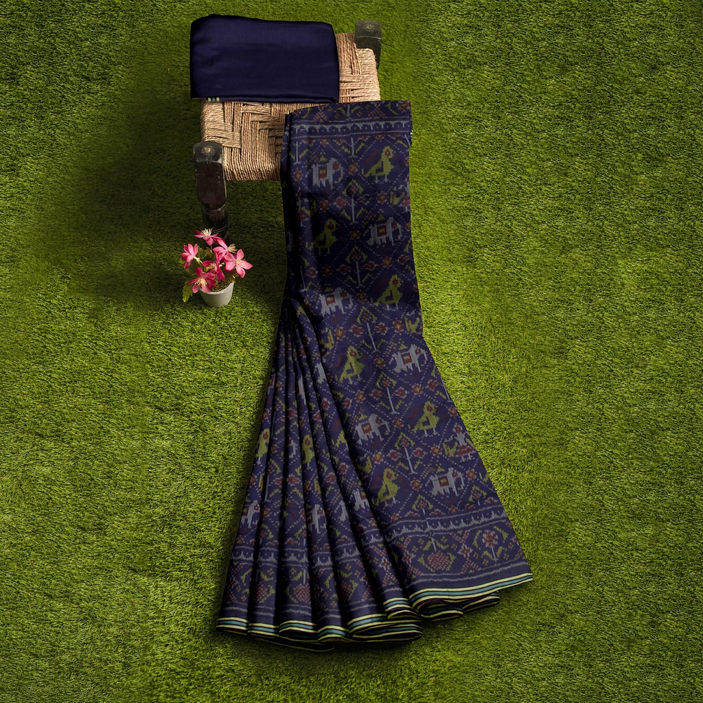 Hancrafted Single Ikat Cotton Saree
