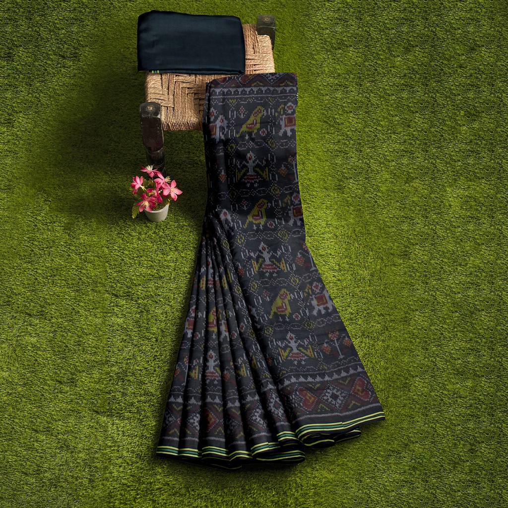 Hancrafted Single Ikat Cotton Saree