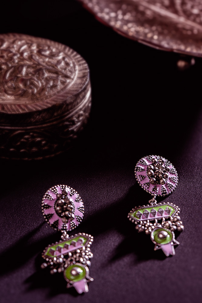 Handcrafted German Silver Oxidized Earrings