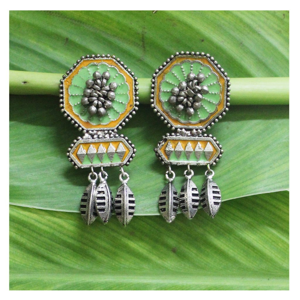 Handcrafted German Silver Oxidized Earrings