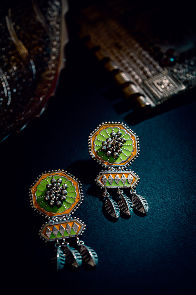 Handcrafted German Silver Oxidized Earrings