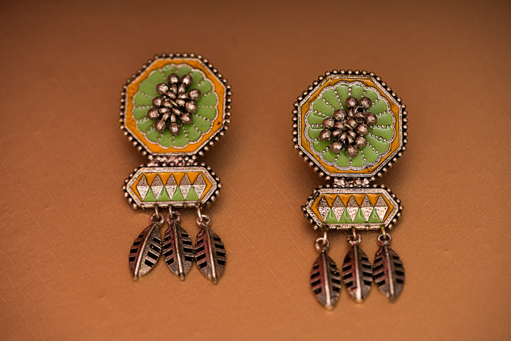 Handcrafted German Silver Oxidized Earrings