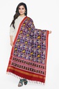 Handwoven Blue and Red Double Ikat Patola Dupatta