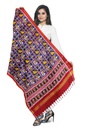 Handwoven Blue and Red Double Ikat Patola Dupatta