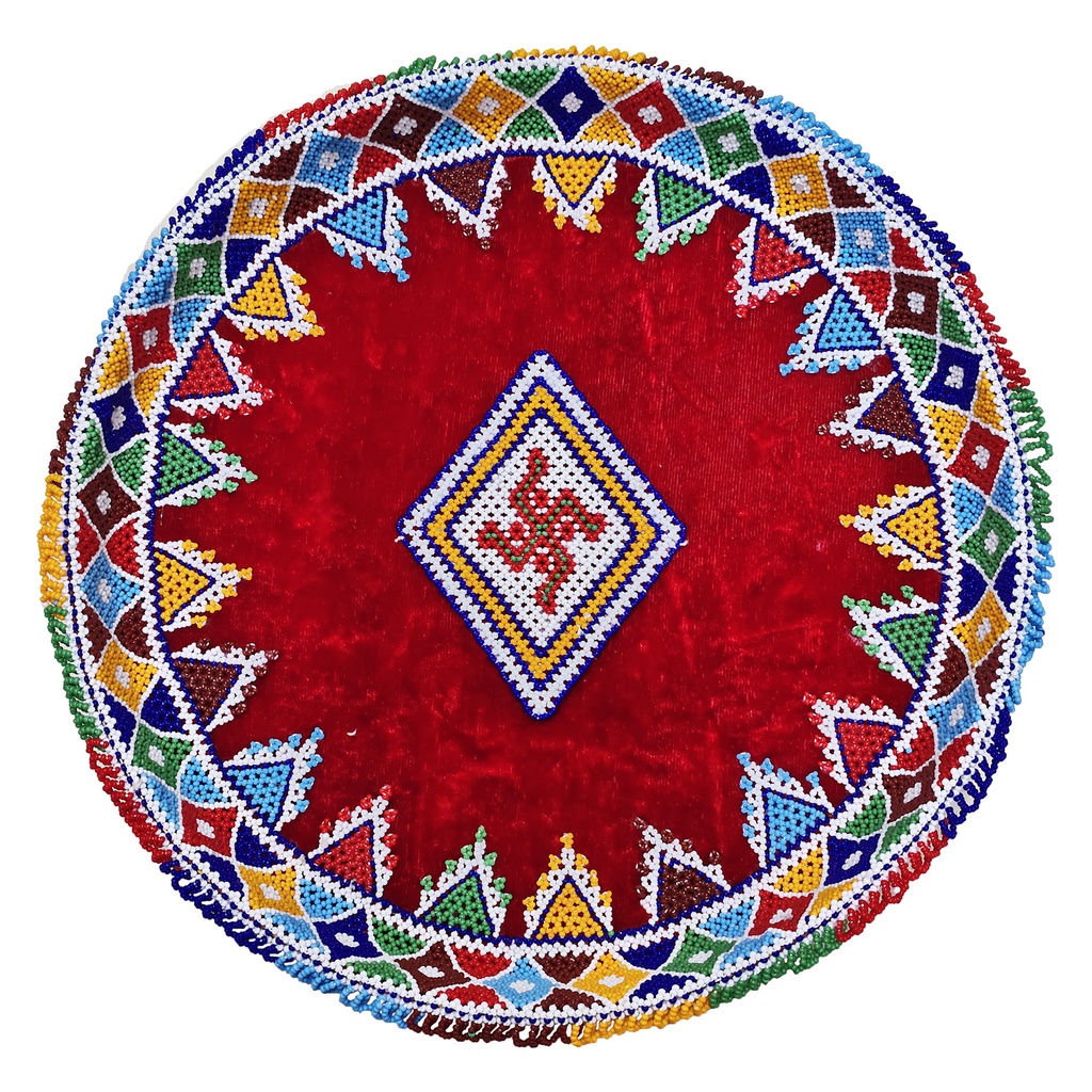 Handmade Decorative Beadwork Metal Pooja Thali