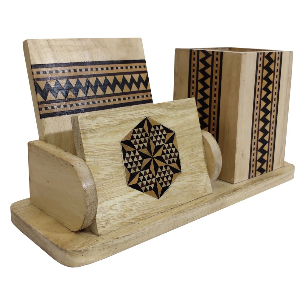 Handmade Sadeli Work Wooden Pen stand
