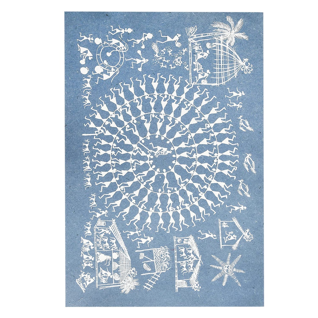 Handmade Blue Warli Painting