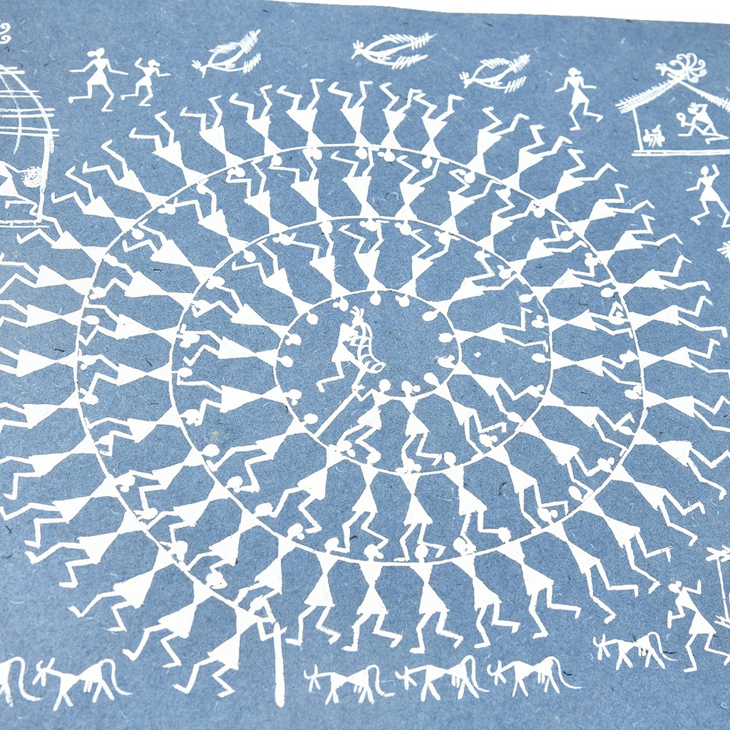 Handmade Blue Warli Painting