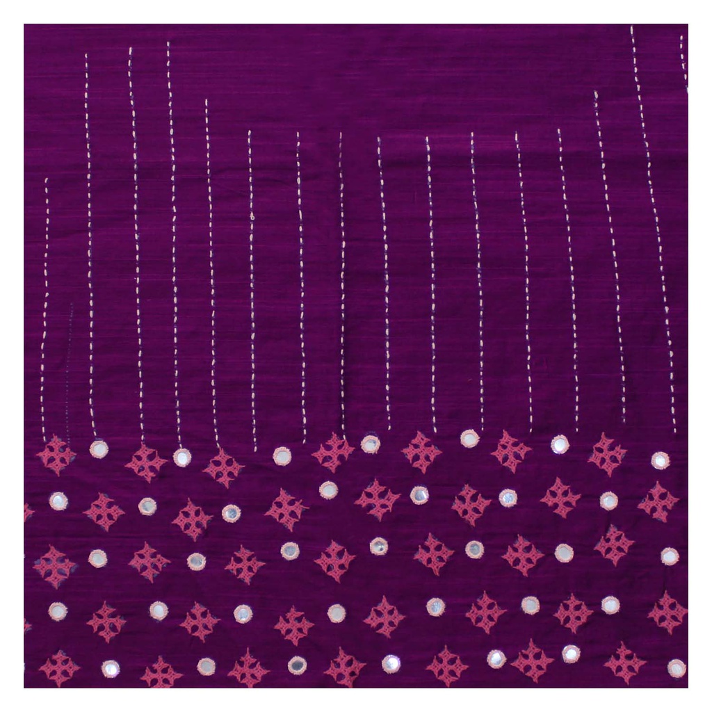 Purple Hand Embroidered Unstitched Blouse Material