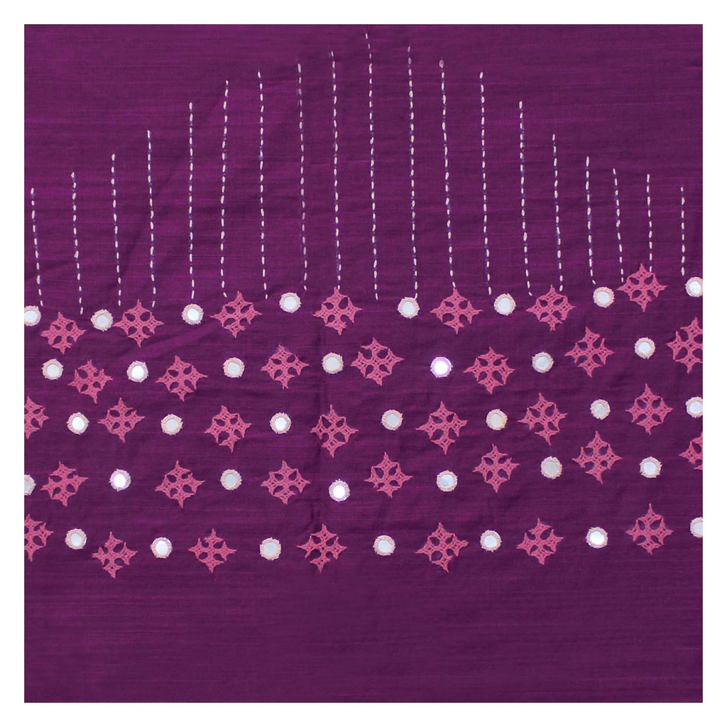Purple Hand Embroidered Unstitched Blouse Material