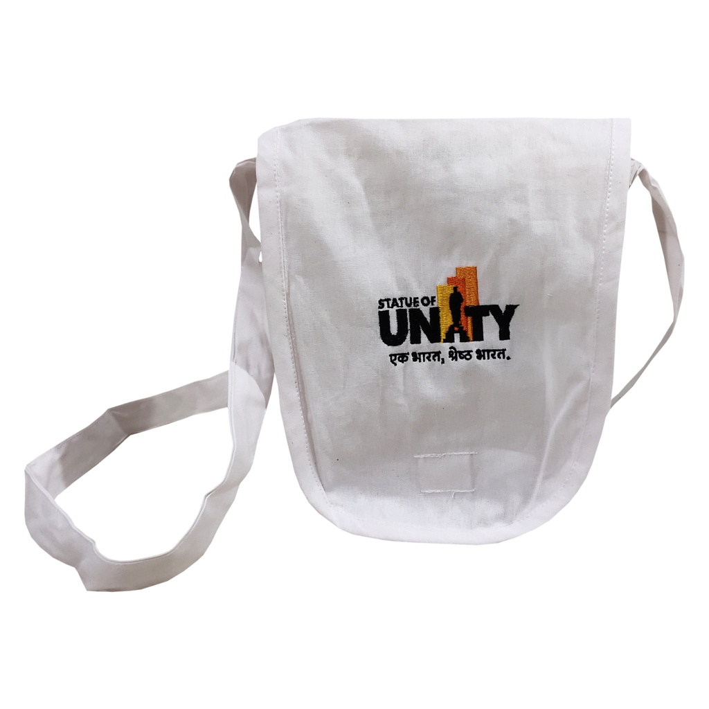 Handmade White Statue of Unity Sling Bag