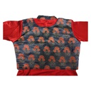 Red Mashru Long Kurta with Block Printed Koti [Size : M]