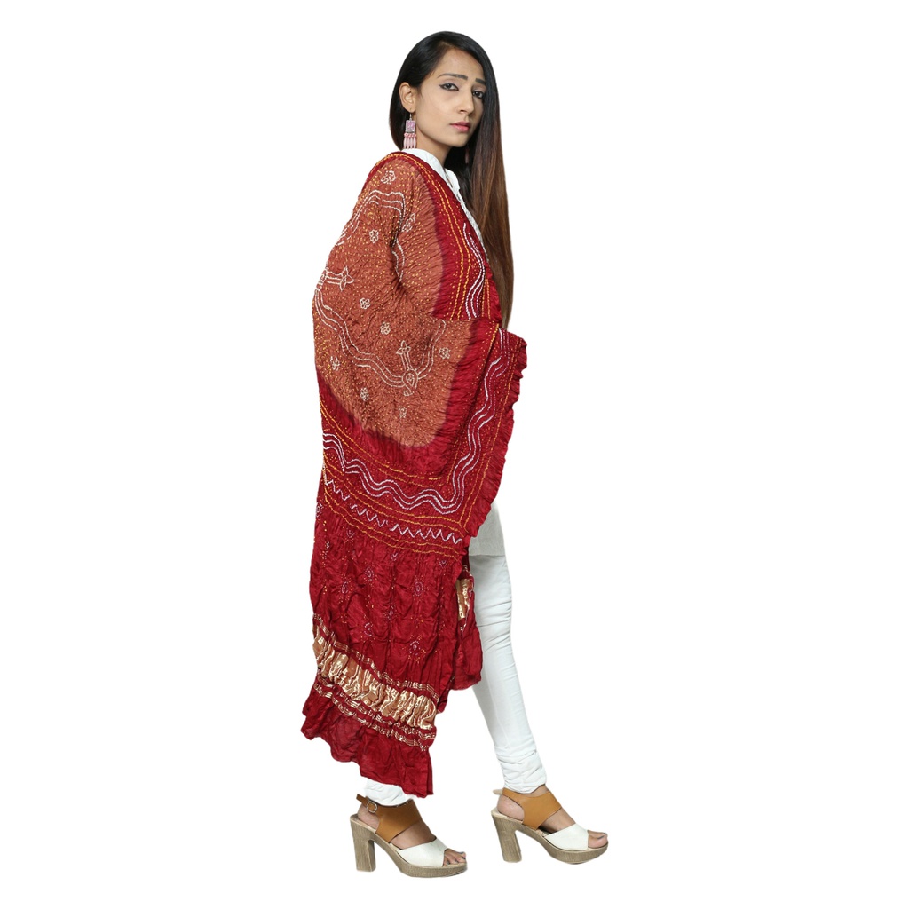 Green Gajji Silk Handwoven Bandhani Dupatta