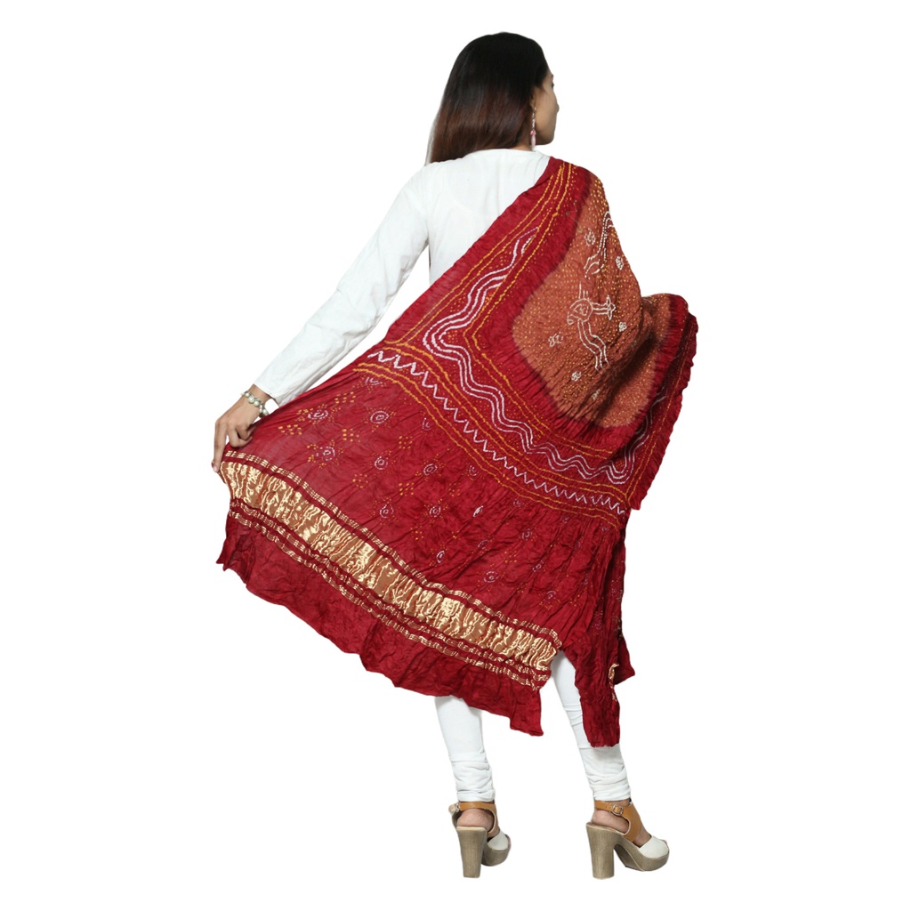 Green Gajji Silk Handwoven Bandhani Dupatta