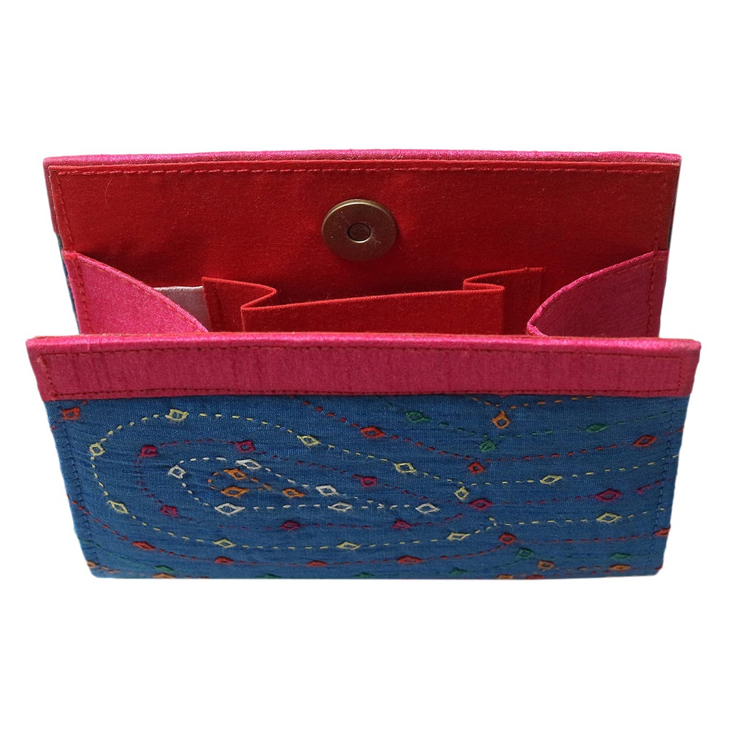 Handcrafted Blue Embroidered Clutch