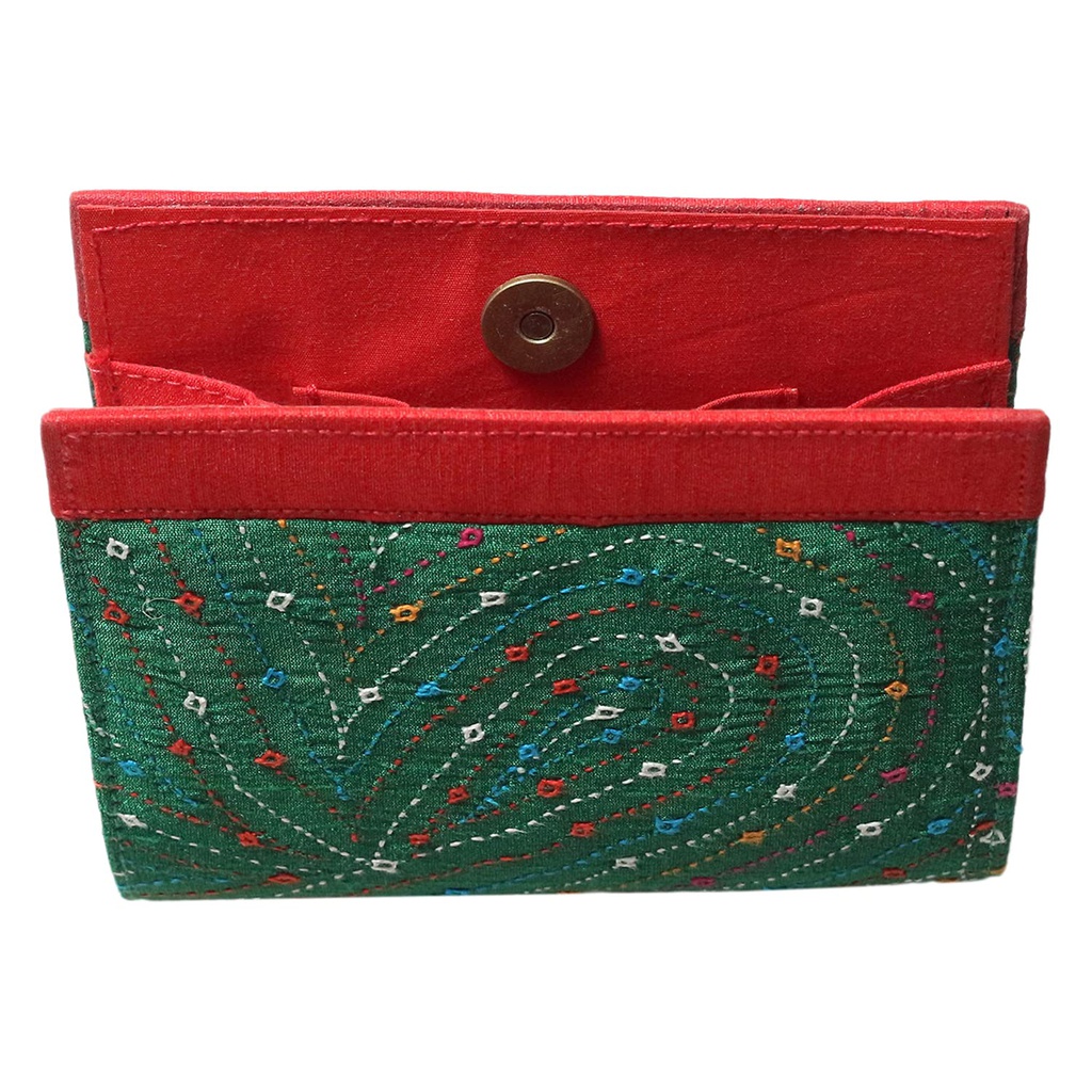 Handcrafted Green Embroidered Clutch
