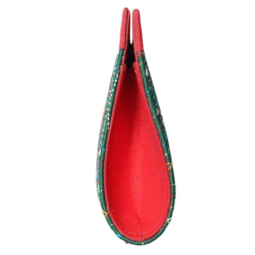 Handcrafted Green Embroidered Clutch