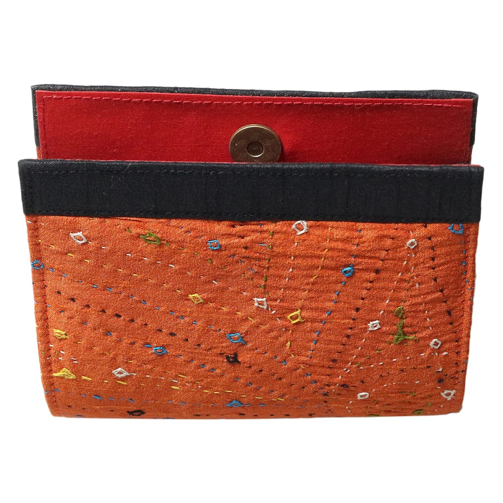 Handcrafted Orange Embroidered Clutch