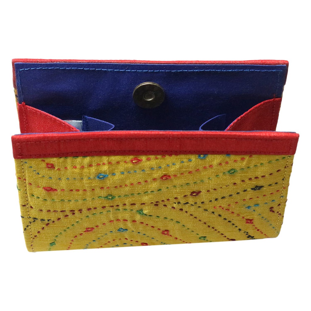 Handcrafted Yellow Embroidered Clutch