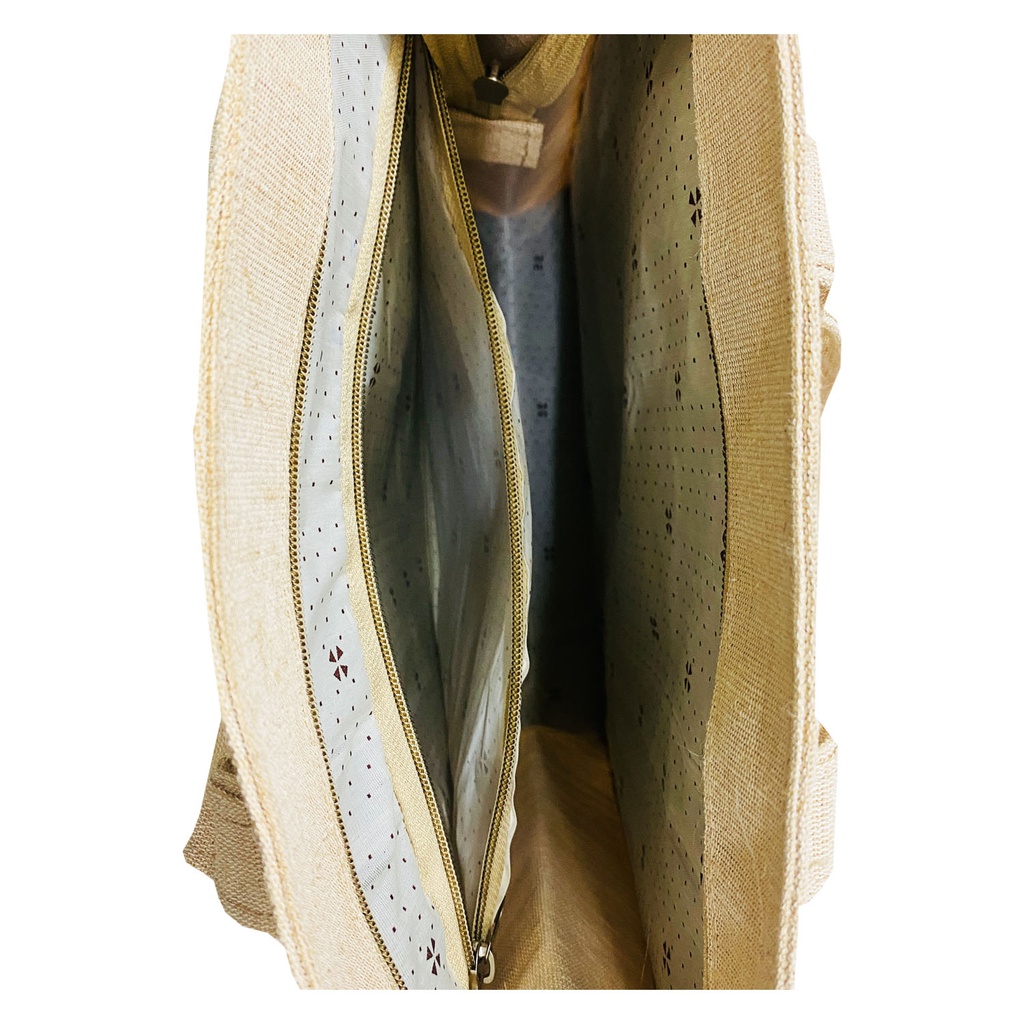 Plain Shopping Jute Hand Bag / Sling Bag with Zip