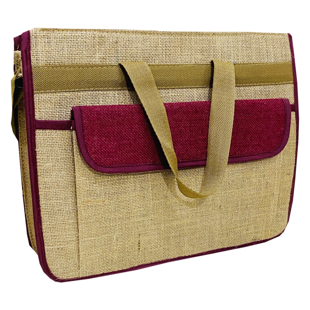 Handmade Jute Laptop Bag - Yellow