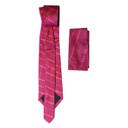 Handwoven Magenta Ikat Tie With Pocket Square