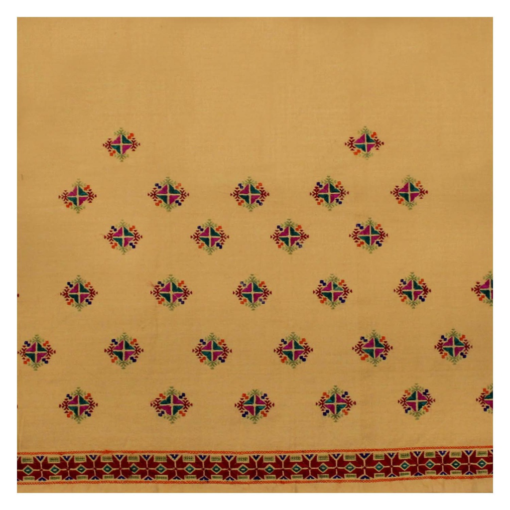 Yellow Hand Embroidered Unstitched Blouse Material