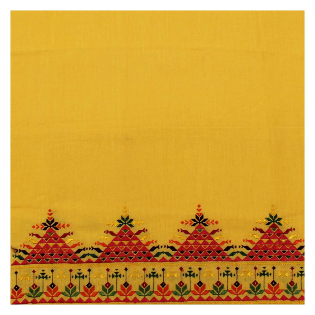Yellow Hand Embroidered Unstitched Blouse Material