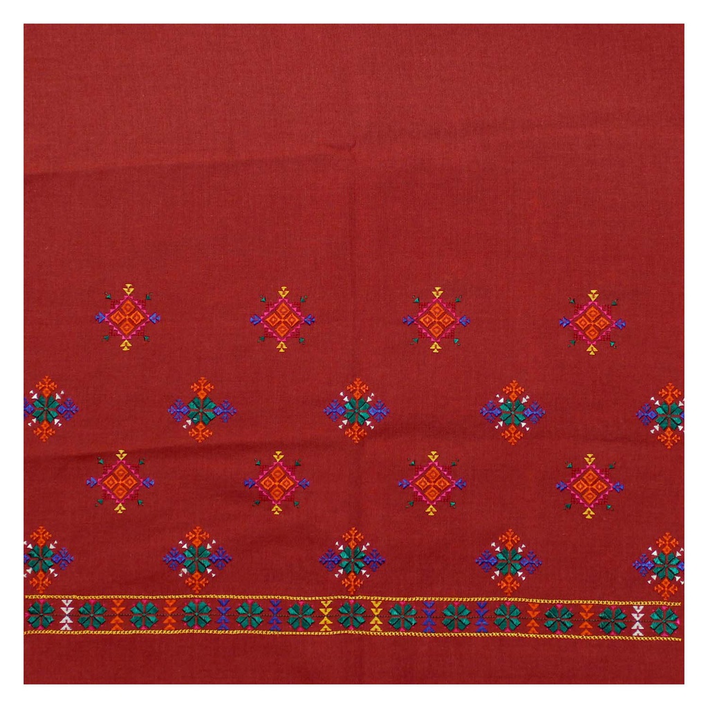 Yellow Hand Embroidered Unstitched Blouse Material