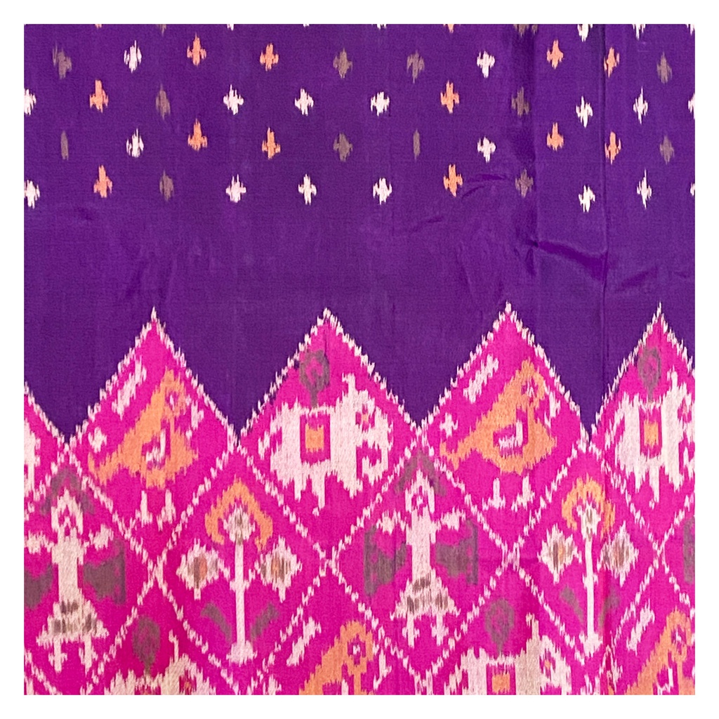 Handwoven Magenta Single Ikat Silk Material/Fabric