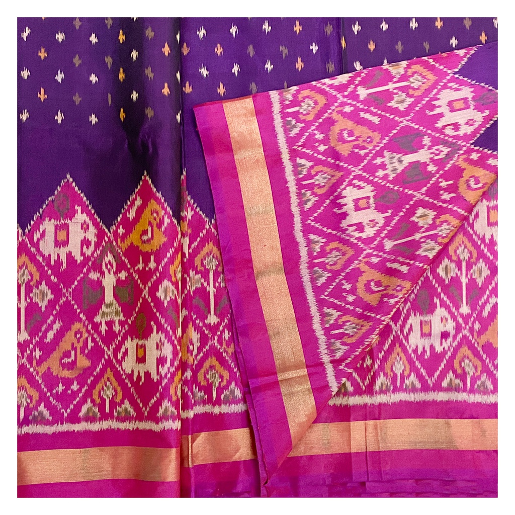 Handwoven Magenta Single Ikat Silk Material/Fabric