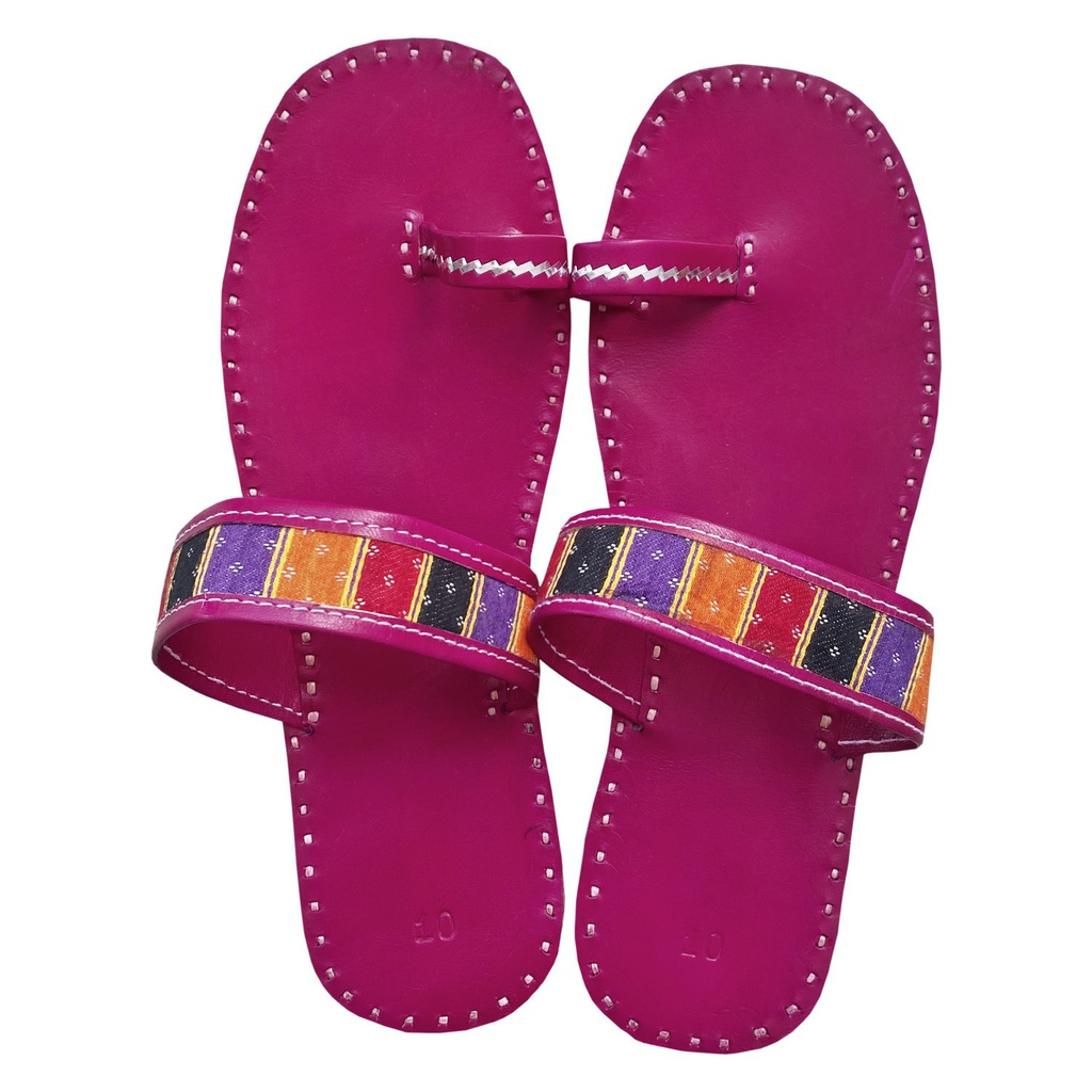 Magenta Handstitched Leather Flats