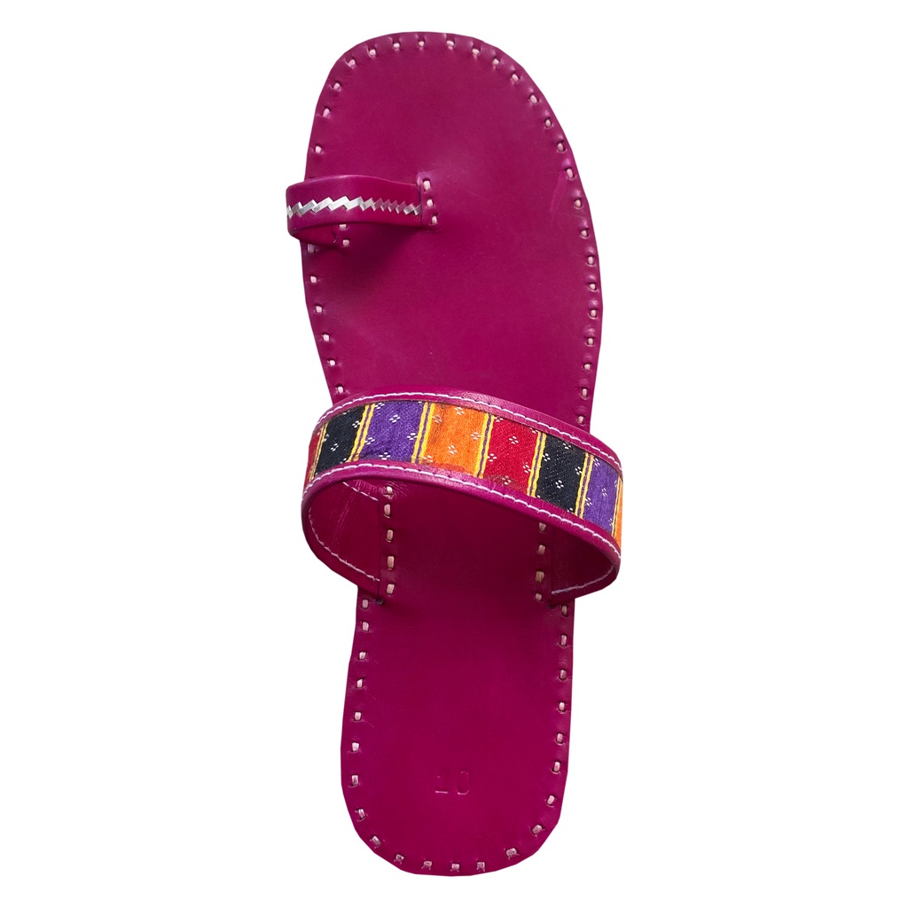 Magenta Handstitched Leather Flats