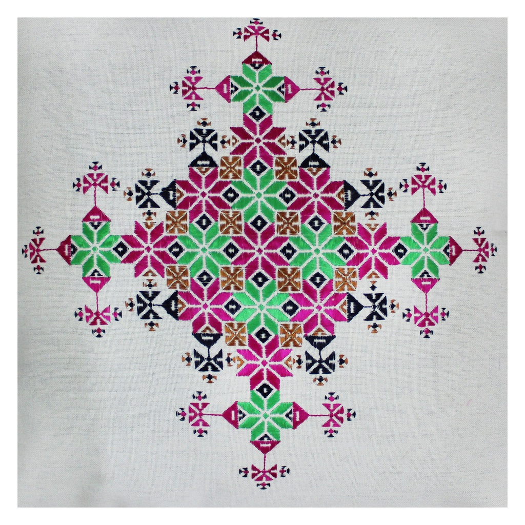 Multicolor Hand Embroidered Cushion Cover