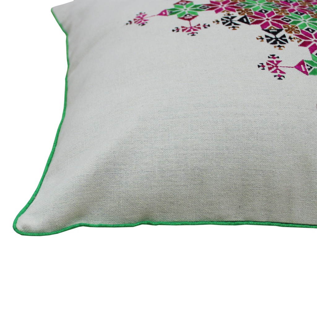 Multicolor Hand Embroidered Cushion Cover