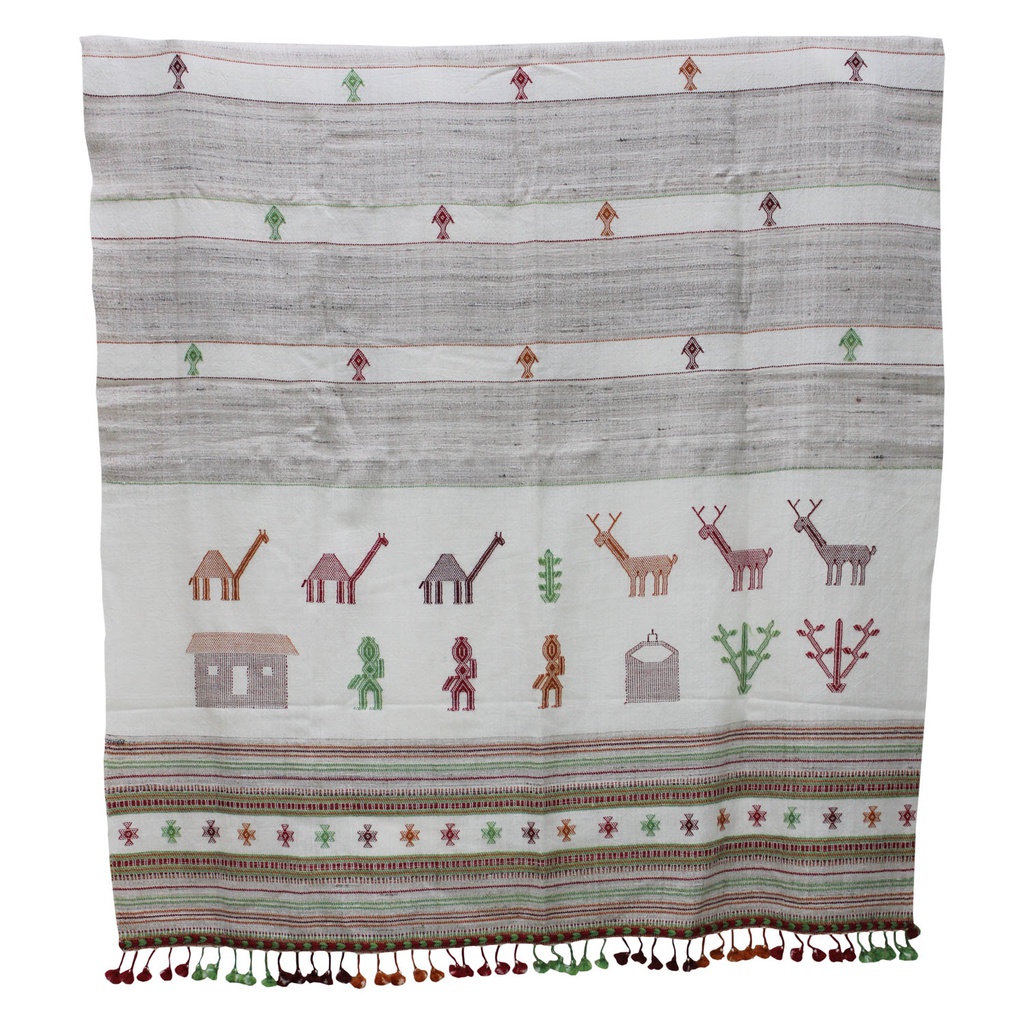 Off White Handwoven Men's Woolen Shawl