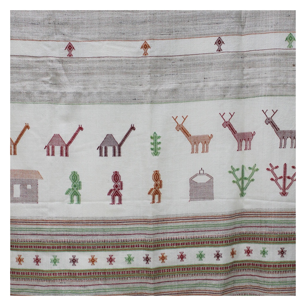 Off White Handwoven Men's Woolen Shawl
