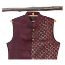 Maroon Hand Block Printed Men's Jacket/Koti